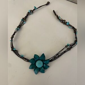 Chic Turquoise Floral Necklace